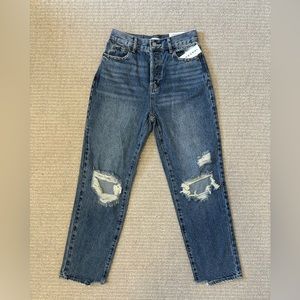 PacSun Eco Dark Blue Ripped High Rise Straight Jeans